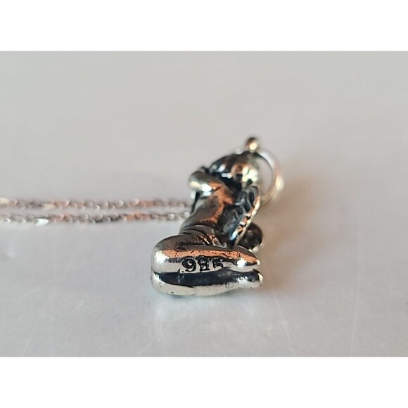 Italian 925 Sterling Silver Praying Angel Pendant Necklace Vintage - Picture 4 of 10